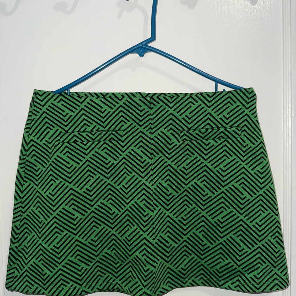 Green and Black Geometric Skirt